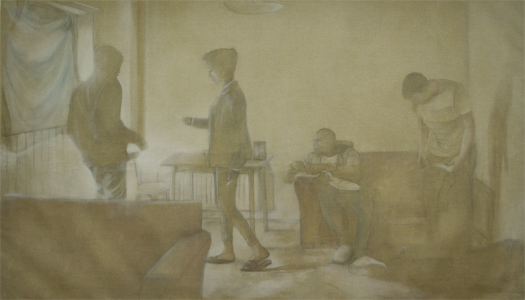 Alone Together: 2016, Oil on flax linen, 180cm x 300cm